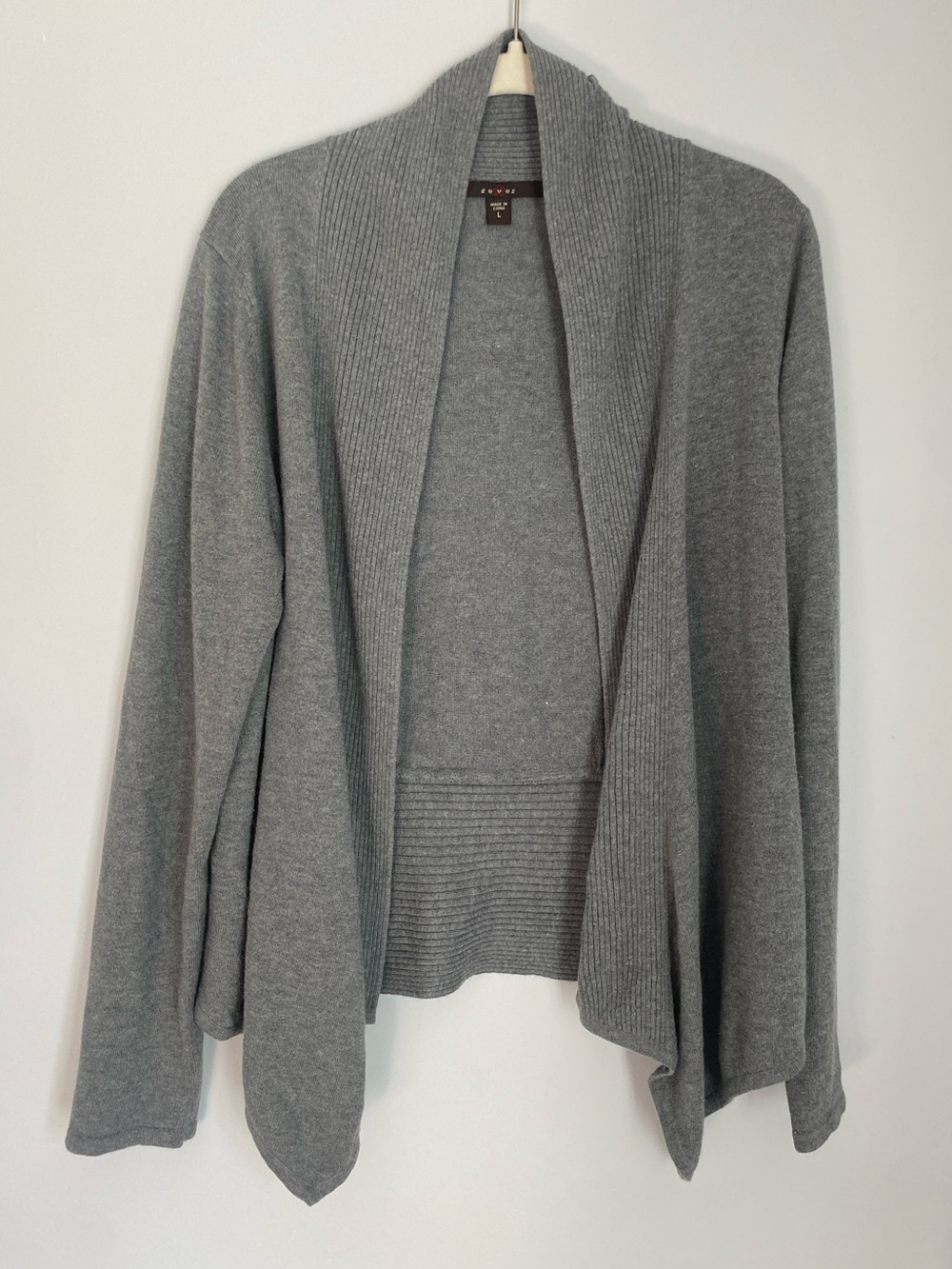 Fever Gray Open-Front Shawl Collar Cardigan Sweater Size Large